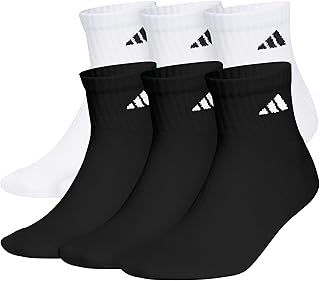 Men's Athletic Cushioned 6-Pack Quarter, Athletic Cushioned Quarter Ankle Socks for Men with Arch Support