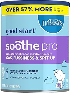 Dr. Brown's Soothe Pro, Baby Formula Powder, for Sensitive Tummies, Gas, Fussiness and Spit-Up, Infant Formula with Probiotics, DHA, Non-GMO, 30.6 Ounce