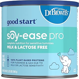 Dr. Brown's Soy-ease Pro Baby Formula Powder, for Sensitive Tummies, Dairy Free and Lactose Free for Fussiness and Gas, Non-GMO, 20 Oz