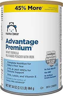 Amazon Brand - Mama Bear Advantage Premium Baby Formula Powder, 2'-FL HMO, LNnT HMOs for Immune Support, Non-GMO, 34 oz (Pack of 1)