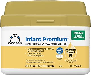 Amazon Brand - Mama Bear Infant Milk-Based Baby Formula Powder with Iron, 2'FL HMO, Omega-3 DHA and Choline, Brain, Growth, Immunity, Non-GMO, 1.39 pound (Pack of 1)