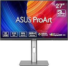 ProArt Display 27” 5K HDR Professional Monitor (PA27JCV) - 5K (5120 x 2880), IPS, 99% DCI-P3, 100% sRGB, ΔE < 2, USB-C PD 96W, Calman Verified, Color Accurate, Auto KVM, LuxPixel, 3 yr Warranty