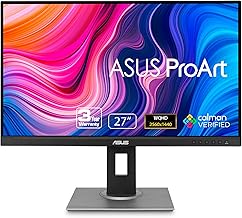 ProArt Display PA278QV 27” WQHD (2560 x 1440) Monitor, 100% sRGB/Rec. 709 ΔE < 2, IPS, DisplayPort HDMI DVI-D Mini DP, Calman Verified, Anti-glare, Tilt Pivot Swivel Height Adjustable, Black