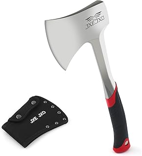 Sponsored Ad - JXE JXO 14.4" Camping Hatchet with Full Tang Forged Construction & Ergonomic Shock Absorbing Grip, Hatchet Axe with Nylon Sheath (Red