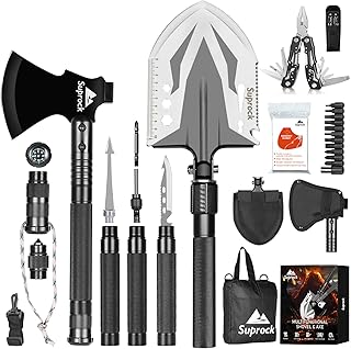 Survival Shovel High Carbon Steel Tactical Shovel Axe Folding Entrenching Tool Camping Hiking Shovel Carrying Pouch Car Emergency Survival Gear