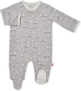 Magnetic Me Footie Pajamas Soft Modal Baby Unisex Sleepwear Quick Magnetic Fastener Sleeper Baa Baa Baby Gray 0-3 Months