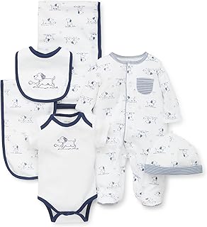 Little Me Baby Layette Gift Set - Footie and Cap, Onesie, 3-Piece Bib And Burp Set, Swaddling Blanket, Baby Shower Gifts