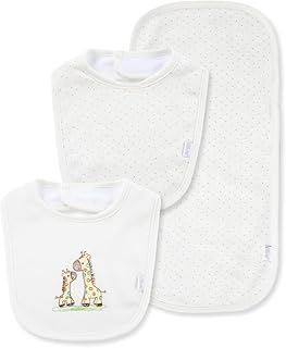 Little Me Clothes for Baby Boys’ and Girls’ 2 Bibs and 1 Burp Cloth Set, Soft Cotton Feeding Essentials with Velcro Closures
