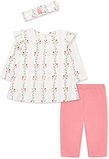 Little Me Baby Girls' 3-Piece 100% Cotton, Tunic, Legging and Headband Set, 3 Months to 24 Months
