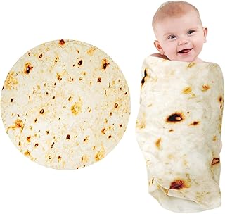 Tortilla Blanket, Baby Burritos Swaddle Blanket, Taco Blanket for Newborn Toddler, 285 GSM Soft Flannel Wearable Wrap Funny Gifts for Baby Shower Boy Girl 0-3 6 9 Months