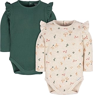 baby-girls 2-pack Long Ruffle Sleeve Onesies