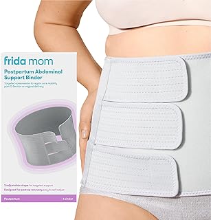 Frida Mom Belly Binder, Postpartum Essentials for Natural and C-Section Recovery, Adjustable Compression Wrap, After Birth Brace, Abdominal Band, 9" High