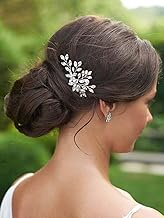 Unicra Rhinestone Bride Wedding Hair Pins Bridal Hair Clips Crystal Hair Piece Decorative Bridesmaids Hair Accessories for Women and Girls Pack of 2 (A-Silver)