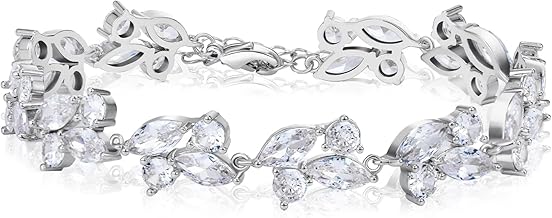 Sponsored Ad - SWEETV Marquise Wedding Bracelet,Crystal Rhinestone Bridal Bracelets for Brides, Bridesmaids, Women, Rose Gold/Silver Tennis Bracelet for Wedding, Prom, Party, Jewelry Gifts