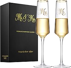 Sponsored Ad - Mr and Mrs Wedding Champagne Flutes with Long Stem,Bride and Groom Toasting Crystal Glass Set, Bridal Shower Gift, Engagement Gifts for Couples, Newlyweds, Anniversary