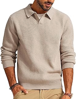 Sponsored Ad - Mens Sweater V Neck Pullover Sweater Long Sleeve Cable Knit Textured Sweater
