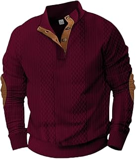 Sponsored Ad - Mens Fashion Stand Up Collar Cable Knitted Dress Sweater Pullover with Elbow Patch