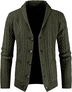 Sponsored Ad - Men's Casual Wool Blend Long Sleeve Shawl Collar Buttons Down Cable Knit Cardigan Sweater