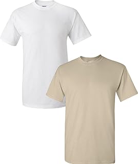 Men's Ultra Cotton T-Shirt, Style G2000, 2-Pack 2XL-White+Sand