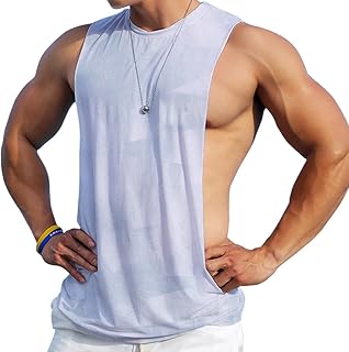 Men's Sleeveless Muscle Stringer Tank Top Cut Open Gym Training Bodybuilding Vest Shirts