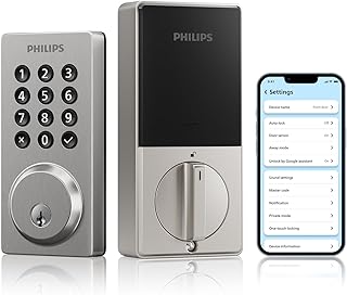 Smart Lock, Smart Door Lock Built-in WiFi, App Remote Control, Keyless Entry Door Lock for Front Door, Deadbolt Lock Auto Lock, Support Alexa & Google, IP54 Waterproof, Satin Nickel