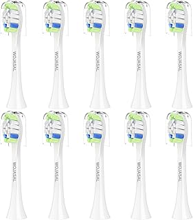 Replacement Toothbrush Brush Heads Compatible with Philips Sonicare Electric Toothbrushes with Click-on System Dupont Bristles for Optimal Plaque Remove, Pack of 10, White