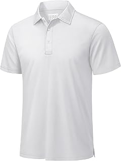 Men's Polo Shirts Short Sleeve Casual Cotton Pique 3 Buttons T-Shirts Classic Fit Golf Polo Shirts