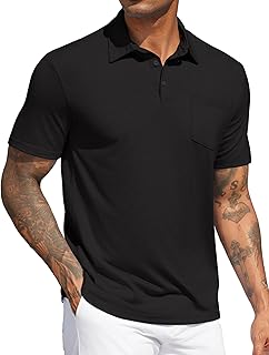 Mens Polo Shirts Short Sleeve Casual Golf Shirt Basic Solid Color Collared T-Shirt Stylish Summer Polo T Shirt