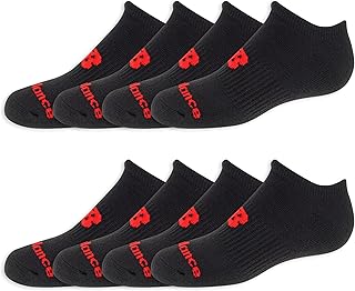 Sponsored Ad - Kids' Performance Cushioned No Show Socks-8 Pairs-Breathable Mesh Arch Support, Black (Red Logo), Shoe Size: 2-9