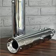 Rhino Racing Bike Exhaust Muffler | Mild Steel Chrome Finish Stainless Steel Straightcut Bike Silencer for Royal Enfied Super Meteor 650 (1 Pair, Chrome)