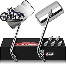 Sponsored Ad - Motorcycle Mirrors 10MM 8MM,Universal 360 Degree Adjustable Rear View Side Mirror Handlebar Mount Rectangle Chrome Suitable for Most Touring Cruiser Chopper Street Naked Road Bike Scoot