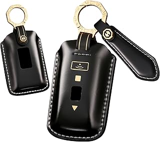 HIBEYO Smart Key Fob Cover Compatible with Rolls-Royce Cullinan Phantom Ghost Wraith Dawn Alcantara Suede Black Badg Real Leather Handmade Key Case with Exquisite Box(Black)