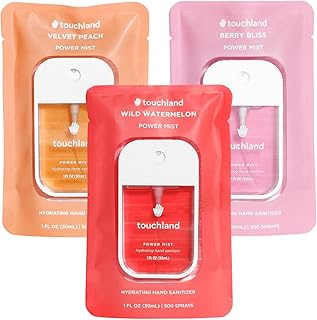 Power Mist Hydrating Hand Sanitizer Spray, JUICY Trio Set (Watermelon, Peach, Berry), 1 FL. OZ. Travel Size (Set of 3)