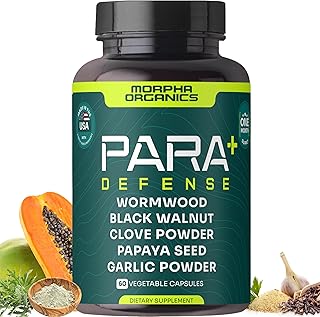 Para Defense Digestive Cleanse & Detox | Wormwood 250mg, Black Walnut 250mg, Clove 100mg, Papaya Seed, Garlic | Natural Digestive & Gut Health Supplement | 60 Capsules – 1 Month Supply