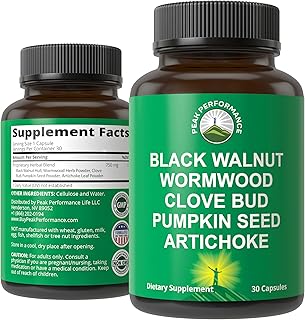 Sponsored Ad - Wormwood Black Walnut Clove Cleanse for Humans. Elimination Detox + Intestinal Support Capsules Supplement for Adults and Kids. Pills with Artichoke and Pumpkin Seed for Additional Bene