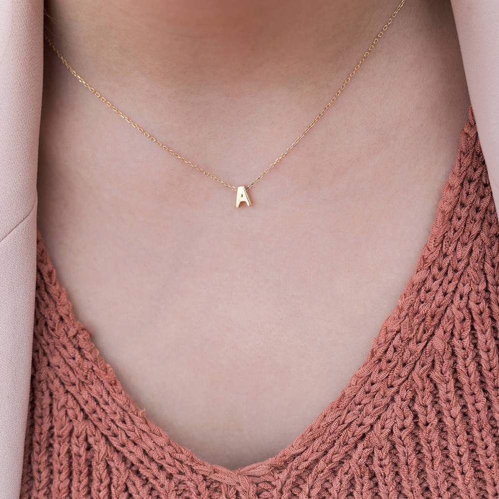 Fashion Cute Tiny Initial Letters Pendant Necklace Gold Silver Plated Chain Choker For Women Metal Jewelry Gift